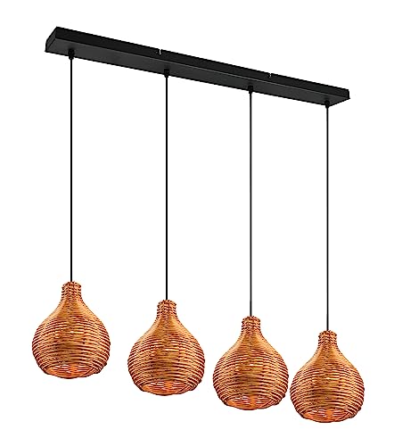 Reality Leuchten Pendelleuchte Sprout R31294036, Metall Schwarz matt, Rattangeflecht naturbelassen, exkl. 4x E14 Reality Leuchten Pendelleuchte Sprout R31294036, Metall Schwarz matt, Rattangeflecht naturbelassen, exkl. 4x E14 von RL LIVE YOUR LIGHT