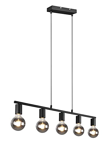 Reality Leuchten Pendelleuchte Vannes R30185032, Metall Schwarz matt, exklusiv 5x E27 von RL LIVE YOUR LIGHT