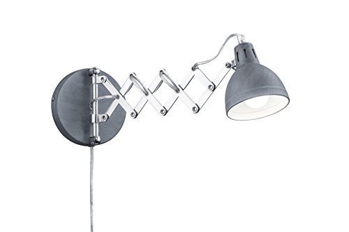 Reality Leuchten R20321078 Scissor A++ to E, Wandleuchte, Metall, E14, Betonfarbig, 30 x 30 x 53 cm von RL LIVE YOUR LIGHT