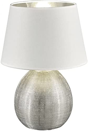 Reality Leuchten R50631089 Luxor, Tischleuchte, Keramik, E27, Silber, 24 x 24 x 35 cm von RL LIVE YOUR LIGHT