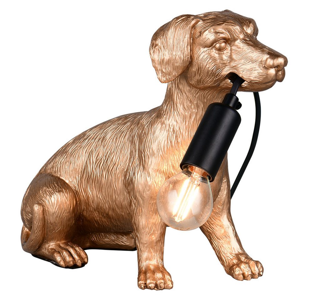 Reality Leuchten Schreibtischlampe, Leuchtmittel nicht inklusive, Tischleuchte Beistelllampe Dekolampe Figur Kunststoff goldfarbig von Reality Leuchten