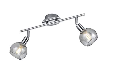 Reality Leuchten Spotbalken Brest R80592006, Metall Chrom, Glas smoke, exkl. 2x E14 Reality Leuchten Spotbalken Brest R80592006, Metall Chrom, Glas smoke, exkl. 2x E14 von RL LIVE YOUR LIGHT