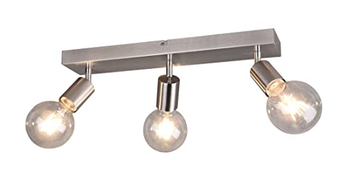 Reality Leuchten Spotbalken Vannes R80183007, Metall Nickel matt, exklusiv 3x E27 von RL LIVE YOUR LIGHT