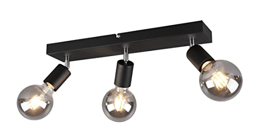 Reality Leuchten Spotbalken Vannes R80183032, Metall Schwarz matt, exklusiv 3x E27 von RL LIVE YOUR LIGHT