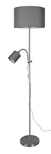 Reality Leuchten Stehleuchte Owen R40192007, Metall Nickel matt, Stoffschirm grau, exklusiv E27 und E14 Reality Leuchten Stehleuchte Owen R40192007, Metall Nickel matt, Stoffschirm grau, exklusiv E27 und E14 von RL LIVE YOUR LIGHT