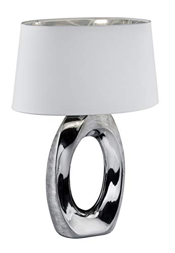 Reality Leuchten Taba R50521089 Tischleuchte, Keramik, Stoffschirm Weiß/Silberfarbig, Höhe 52cm von RL LIVE YOUR LIGHT