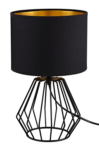 Reality Leuchten RL LIVE YOUR LIGHT Tischleuchte Chuck R50931002, Metall schwarz matt, Stoffschirm schwarz, exklusiv 1x E14 von RL LIVE YOUR LIGHT