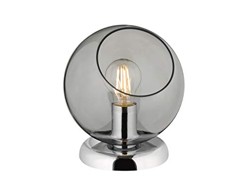 Reality Leuchten Tischleuchte Clooney R50071054, Metall Chrom, Glas rauchfarbig, exkl. 4x E27 von Reality Leuchten