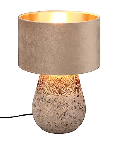 Reality Leuchten Tischleuchte Kiran R51231061, Sockel Keramik Grau, Schirm Samt Beige/goldfarbig, exkl. 1x E27 Reality Leuchten Tischleuchte Kiran R51231061, Sockel Keramik Grau, Schirm Samt Beige/goldfarbig, exkl. 1x E27 von RL LIVE YOUR LIGHT