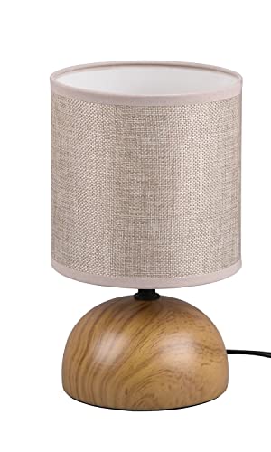 Reality Leuchten Tischleuchte Luci R50351035, Fuß Keramik in Holznachbildung, Stoffschirm beige, exkl. 1x E14 von RL LIVE YOUR LIGHT