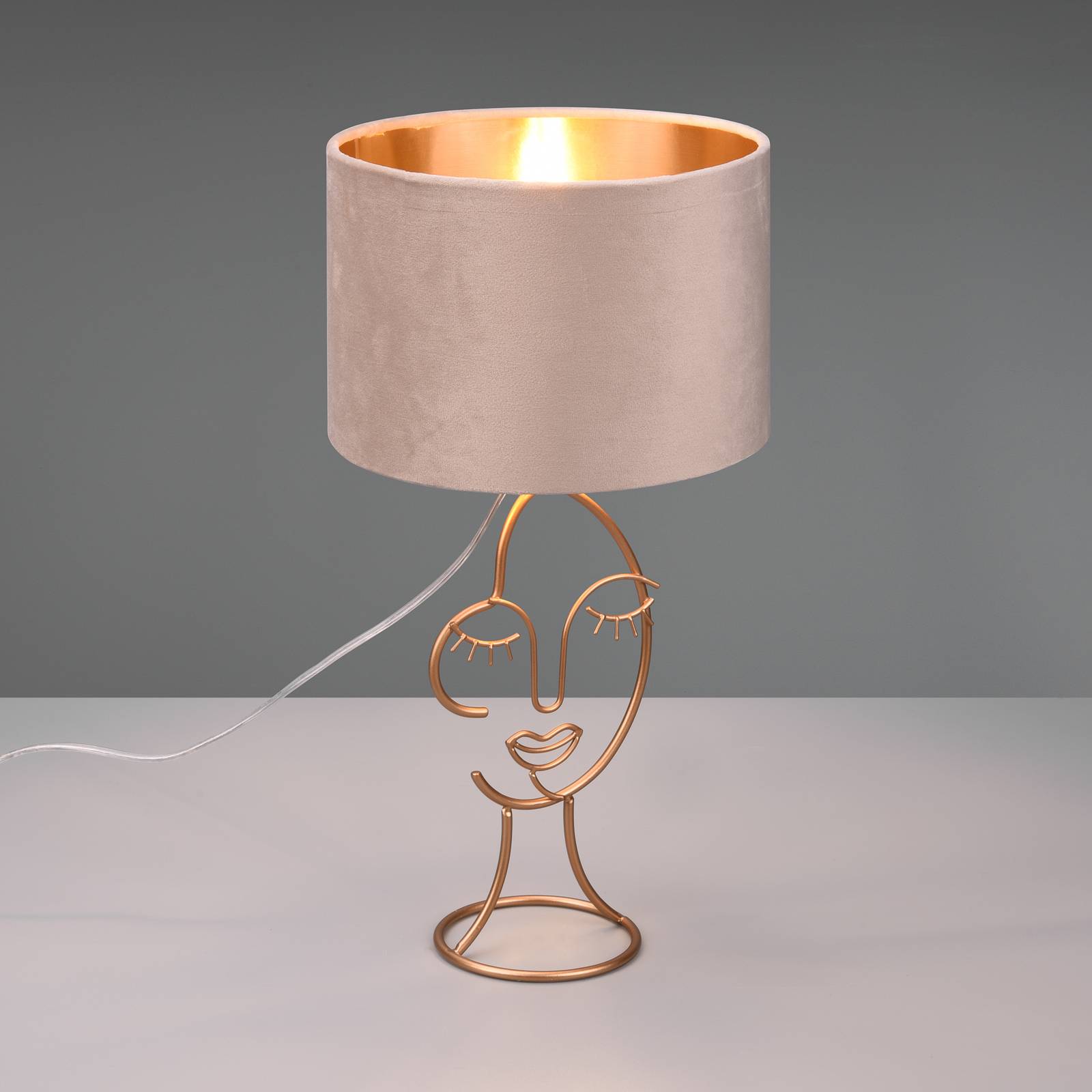 Tischleuchte Mary mit Gesicht-Design, beige/gold von Reality Leuchten