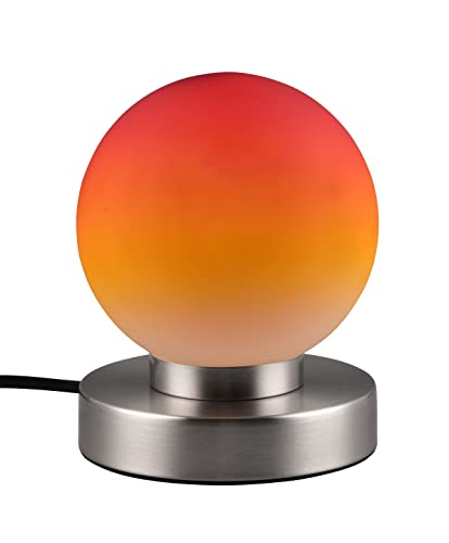 Reality Leuchten Tischleuchte Prinz II R54011018, Metall Nickel matt, Glas farbverlauf orange, exkl. 1x E14, On/Off Touch von RL LIVE YOUR LIGHT