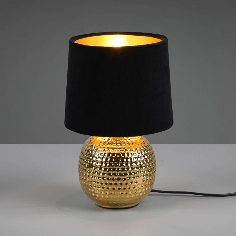 Tischleuchte Sophia mit Keramikfuß, schwarz/gold von Reality Leuchten