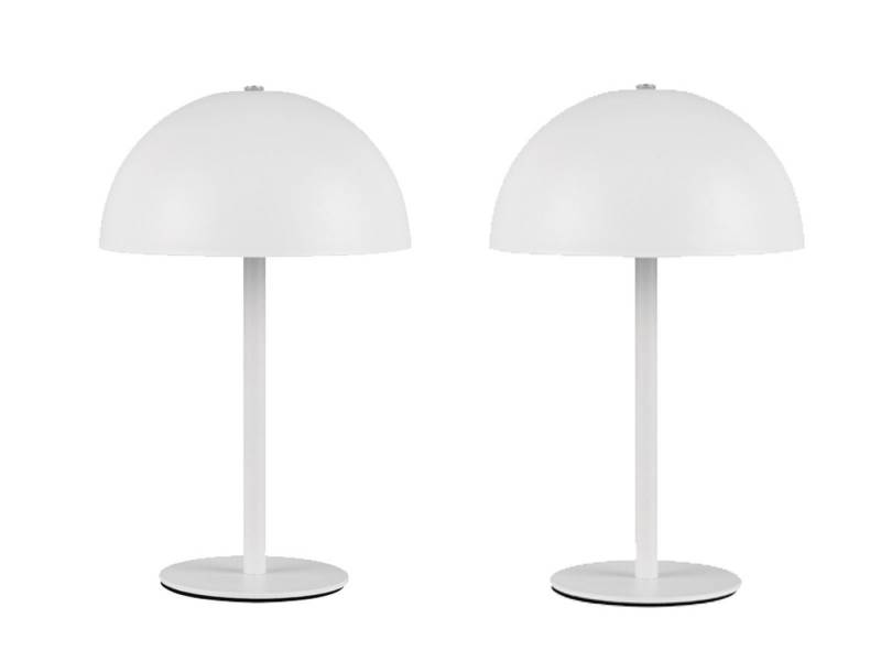 Reality Leuchten USB-Tischleuchte, 2er SET kabellos-e Akku Pilzlampen, klein-e Nacht-Tischlampen dimmbar von Reality Leuchten