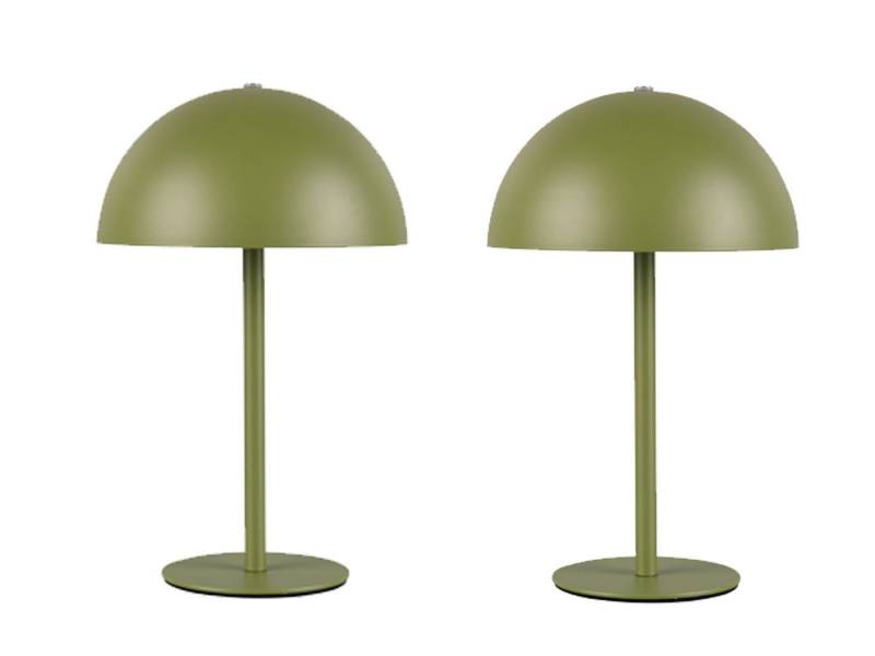 Reality Leuchten USB-Tischleuchte, 2er SET kabellos-e Akku Pilzlampen, klein-e Nacht-Tischlampen dimmbar von Reality Leuchten