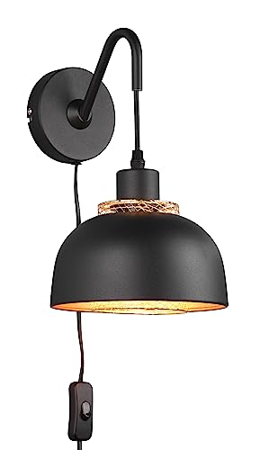 Reality Leuchten Wandleuchte Punch R20811732, Metall Schwarz matt/goldfarbig, exkl. 1x E27 von RL LIVE YOUR LIGHT