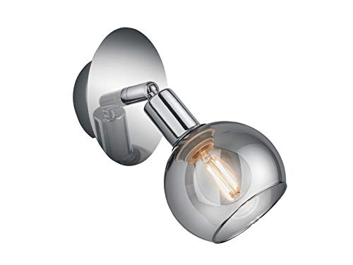 Reality Leuchten Wandspot Brest R80591006, Metall Chrom, Glas smoke, exkl. 1x E14 von RL LIVE YOUR LIGHT