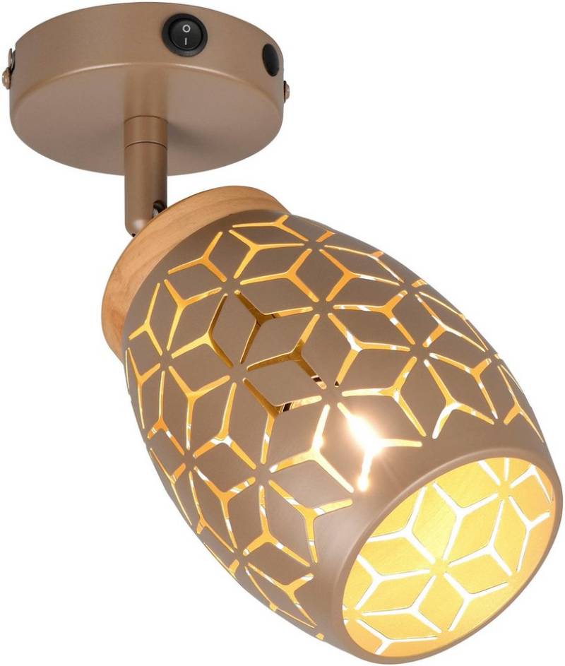 Reality Leuchten Wandstrahler BIDAR, Wandlampe mit verstellbarem Spot, exkl 1x E14 max 10W, Ein-/Ausschalter, Leuchtmittel wechselbar, warmweiß - kaltweiß, Kippschalter ON/OFF, Metall-Lampenschirm Lasercut Optik Ø 12cm von Reality Leuchten