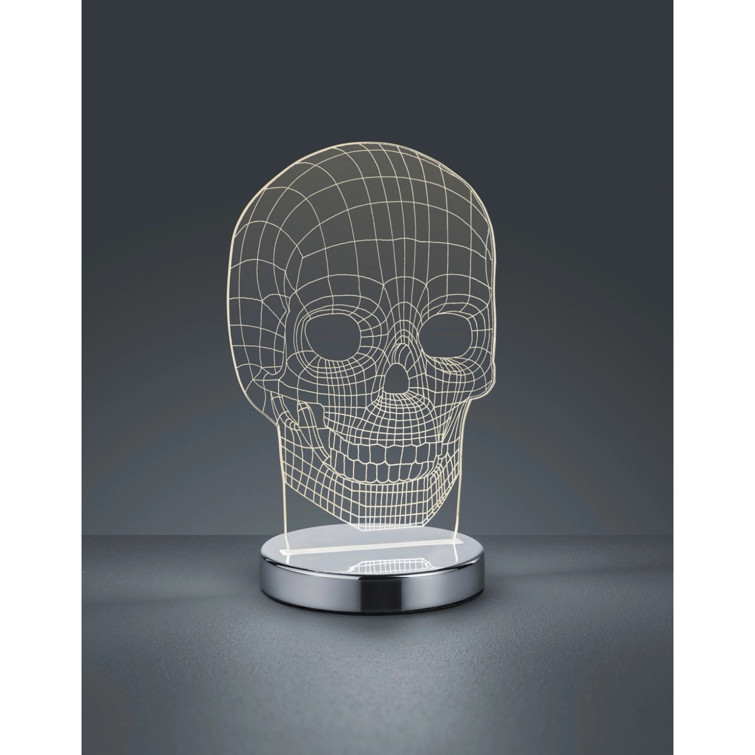 Reality LED Tischleuchte Skull 21,5 cm x 14,5 cm x 12 cm Chrom Reality LED Tischleuchte Skull 21,5 cm x 14,5 cm x 12 cm Chrom von Reality