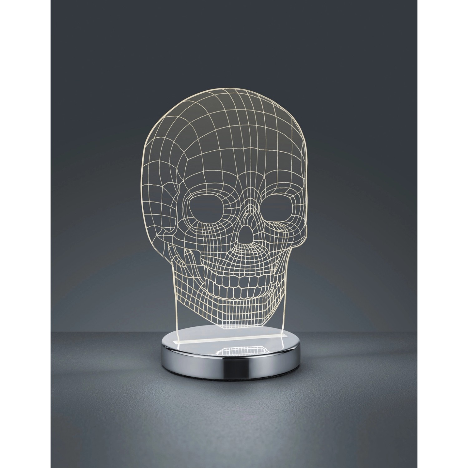 Reality LED Tischleuchte Skull 21,5 cm x 14,5 cm x 12 cm Chrom von Reality