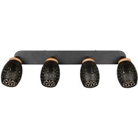 Reality Leuchten Spots schwarz gold Metall B/H/L: ca. 74x27x12 cm E14 4 Brennstellen von Reality