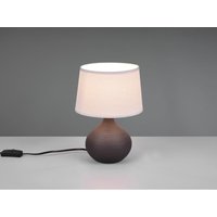 Tischleuchte martin Keramik Braun mit Stoffschirm Creme, Höhe 29cm von DEFIBRICO