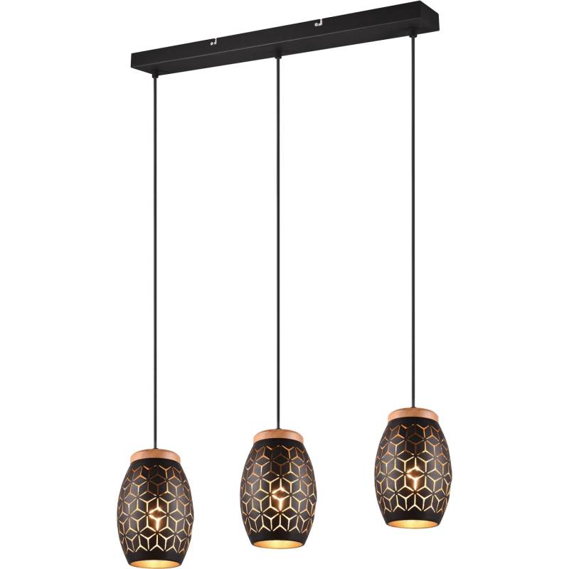 Reality Pendelleuchte Bidar 3-flammig Schwarz-Gold von Reality