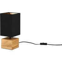 Reality Tischleuchte R50171080 schwarz Holz Stoff B/H/L: ca. 12x12x12 cm E14 1 Brennstellen von Reality