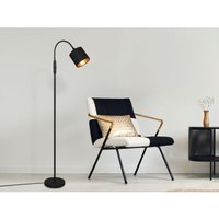 Reality - Kleine Stehleuchte tommy mit Flexarm & Stoffschirm Schwarz / Gold, Höhe 130cm von Reality