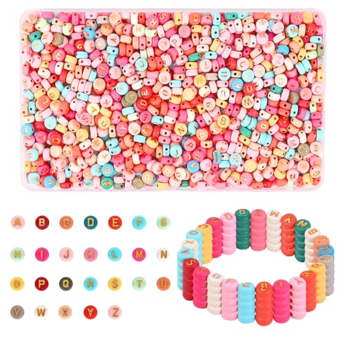 Buchstabenperlen Bunte, 1600 Stück Bunte Buchstaben Perlen zum Auffädeln und Basteln, 7mm A-Z Rund Acrylperlen, Alphabet Letter Beads für Schmuckherstellung DIY Armbänder Halsketten Handwerk Buchstabenperlen Bunte, 1600 Stück Bunte Buchstaben Perlen zum Auffädeln und Basteln, 7mm A-Z Rund Acrylperlen, Alphabet Letter Beads für Schmuckherstellung DIY Armbänder Halsketten Handwerk von Realjoy
