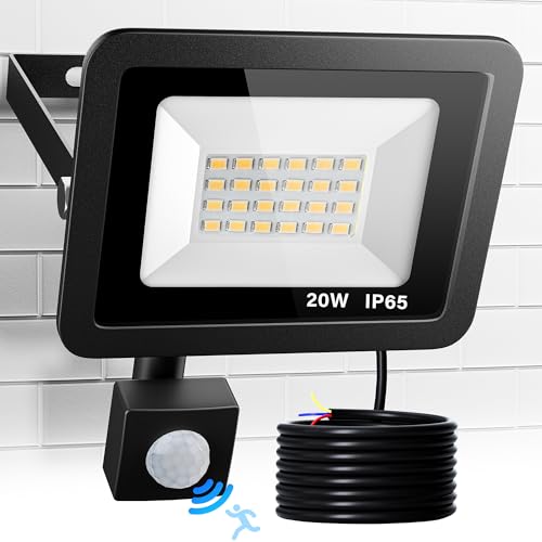 LED Strahler mit Bewegungsmelder Außen, 20W 2000LM 24 LED Beads Fluter, 3000K Warmweiß Superhell Scheinwerfer Flutlicht, IP65 Aussenstrahler Wasserdicht Wandleuchte für Garten, Garage, Haus, Hof LED Strahler mit Bewegungsmelder Außen, 20W 2000LM 24 LED Beads Fluter, 3000K Warmweiß Superhell Scheinwerfer Flutlicht, IP65 Aussenstrahler Wasserdicht Wandleuchte für Garten, Garage, Haus, Hof von Realky