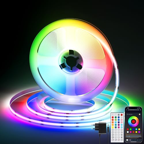 LED Strip COB LED Streifen 5m, LED Band mit Fernbedienung&App&Musik Sync, LED Lichtleiste Dimmbar Selbstklebend 24V, 36W LED Fernseher Beleuchtung Sehr Hell für Küche, Wohnzimmer, Treppe, Schlafzimmer von Realky