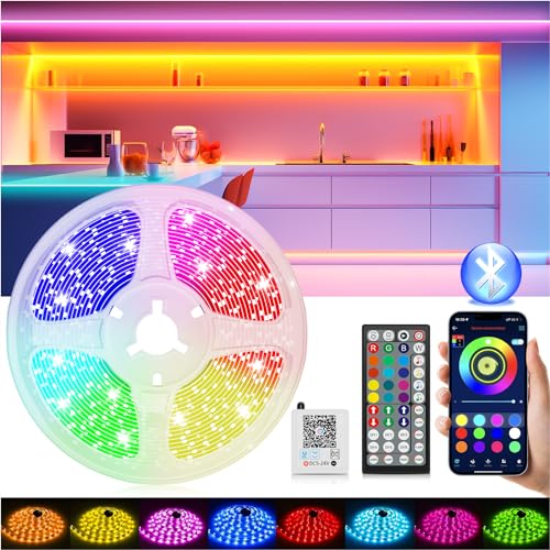 LED Strip LED Streifen RGB LED Band, LED Lichterkette 15m mit Fernbedienung & App & Musik Sync, LED Leiste mit Stripes Timer-Einstellung Dimmbar Farbwechsel für Zimmer, Küche, Party, Deko, Gaming, TV von Realky