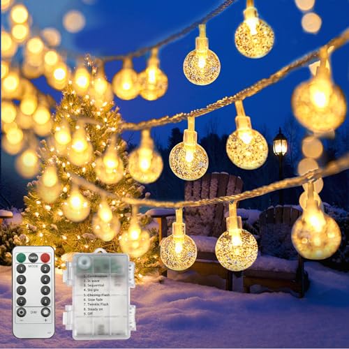 Led Lichterkette Außen Innen, Led Lichterkette mit Batterie Fernbedienung Timer Outdoor aussen Wetterfest 8 Modi IP65 für Balkon Deko Terassen Garten Bäume Weihnachten Hochzeiten Partys 80LED 12,5M von Realky