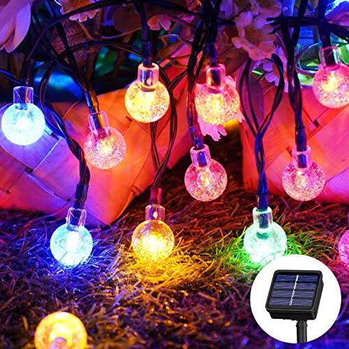 Lichterkette Außen Solar Wetterfest, 100 LED 18M 59Ft 8 Modi IP65 Solarlichterkette Bunt Kristall Kugeln Außen/Innen Lichter Beleuchtung für Balkon Terassen Garten Bäume Weihnachten Partys Fenster von Realky