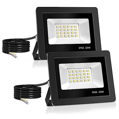 Realky LED Strahler Außen,[2 Stück] 20W LED Fluter 24 LED Solarleuchten IP65 Wasserdichte, 2000LM Außenstrahler 6000K Kaltweiß Scheinwerfer, Ideale Aussenleuchte für Garten, Innenhöfe von Realky