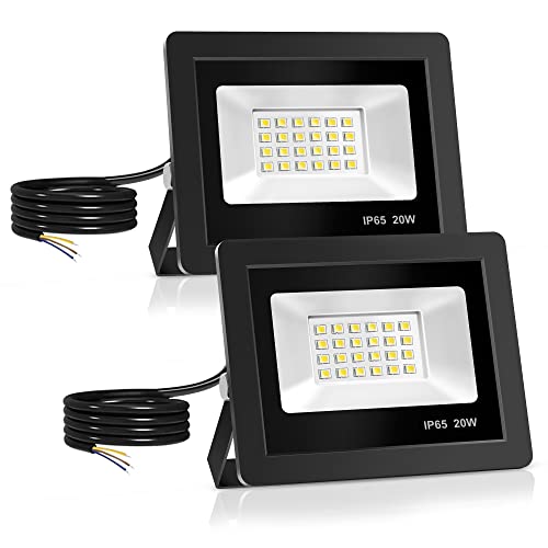 Realky LED Strahler Außen,[2 Stück] 20W LED Fluter 24 LED Solarleuchten IP65 Wasserdichte, 2000LM Außenstrahler 6000K Kaltweiß Scheinwerfer, Ideale Aussenleuchte für Garten, Innenhöfe von Realky