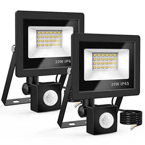 Realky LED Strahler mit Bewegungsmelder, 20W 2000LM Außenstrahler 6500K Kaltweiß Scheinwerfer LED Fluter IP65 Wasserdichter, Aussenlampe mit Bewegungsmelder für Garten, Innenhöfe, Garage (2er-Pack) von Realky