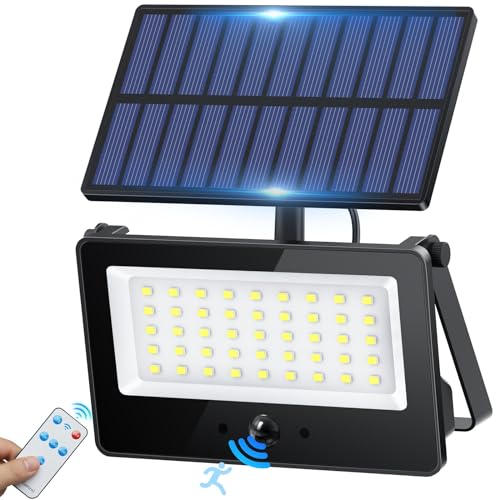 Realky Solarlampen für Außen mit Bewegungsmelder,4 Modi Super Helle Solar Leuchten Aussen mit Fernbedienung,IP65 Außenlampe All-in-One Design für Terrassen,Garage,Garten,Veranda, Straße von Realky