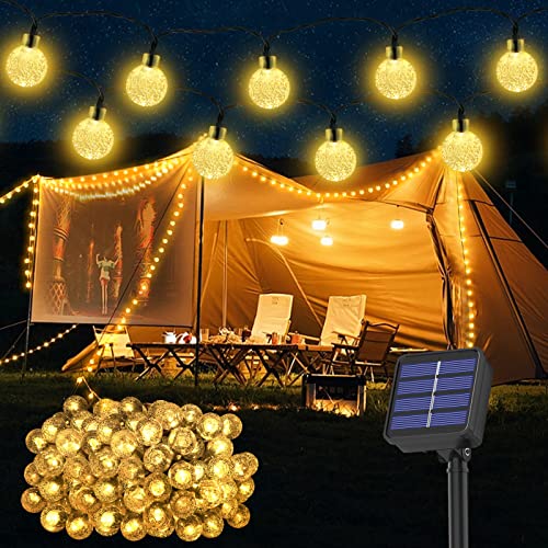 Realky Solarleuchten für den Außenbereich, Garten, 18 m, 100 LEDs, IP65 wasserdicht, 1000 mAh Batterie, Kristallkugel-Lichterkette, 8 Modi, Lichterkette für Garten, Pavillon, Hochzeit, Party, Ostern, von Realky