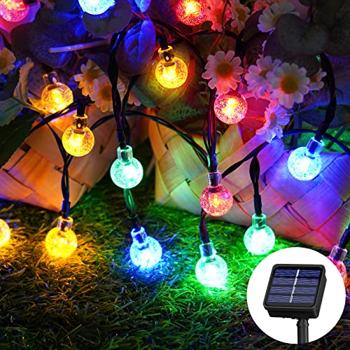 Lichterkette Außen Solar, 30 LED 8,1M 26,6Ft 8 Modi IP65 Bunt Outdoor Solarlichterkette Wetterfest Lampions für Balkon Terassen Garten Bäume Weihnachten Partys Dekorationen von Realky