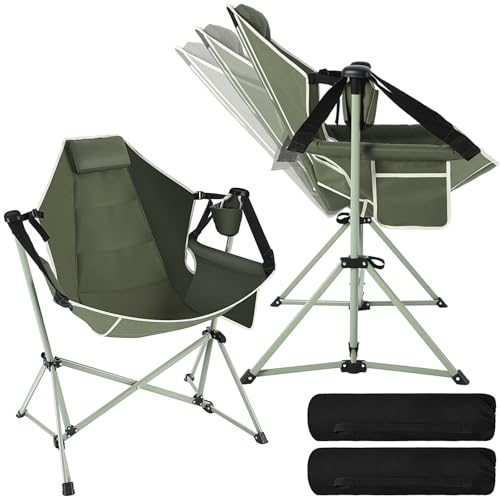 Reallnaive 2 Stück Hängematte Campingstuhl mit verstellbarer Rückenlehne, robuster Klappstuhl unterstützt 136 kg, tragbar für Camping, Reisen und Terrasse, Grün von Reallnaive