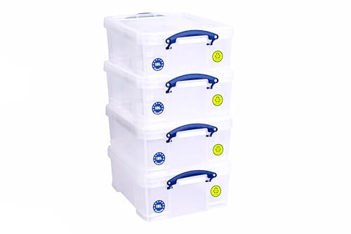 Really Useful Box 18-Liter-Klarsichtbox - Transparent, Recycelbar, Stapelbar, Langlebig, Sicher, Umweltfreundlich und Ergonomisches Design - (18L x 4er Mega-Angebot) von Really Useful Box