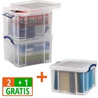 2 + 1 GRATIS: 2 Really Useful Box Aufbewahrungsboxen 3x 35,0 l transparent 48,0 x 39,0 x 31,0 cm + GRATIS 1 St. von Really Useful Box