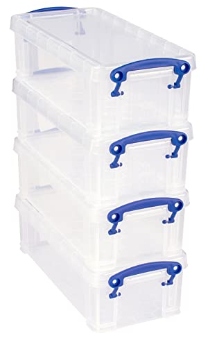 Really Useful Aufbewahrungsbox aus Kunststoff, 0,9 l, transparent, 4 Stück von Really Useful Box