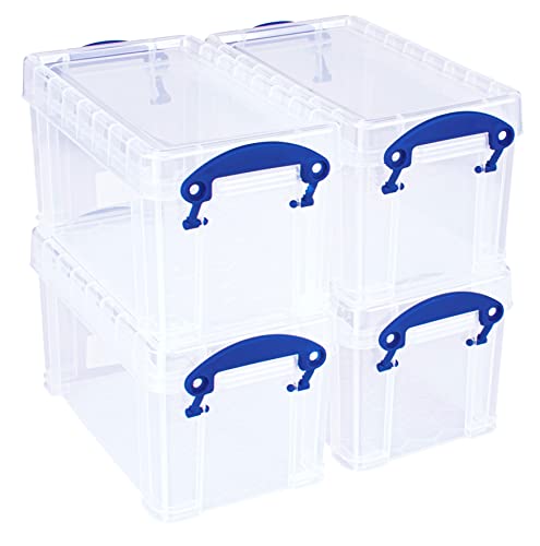 Really Useful Aufbewahrungsbox aus Kunststoff, 2,1 l, transparent, 4 Stück von Really Useful Box