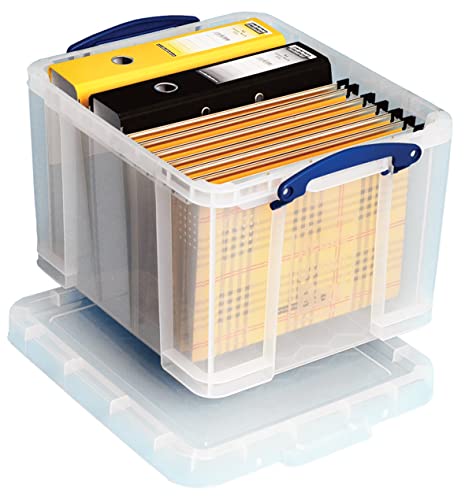Really Useful Box Kunststoff-Aufbewahrung, 35 l, transparent, mit 10 x A4-Hängemappen von Really Useful Box