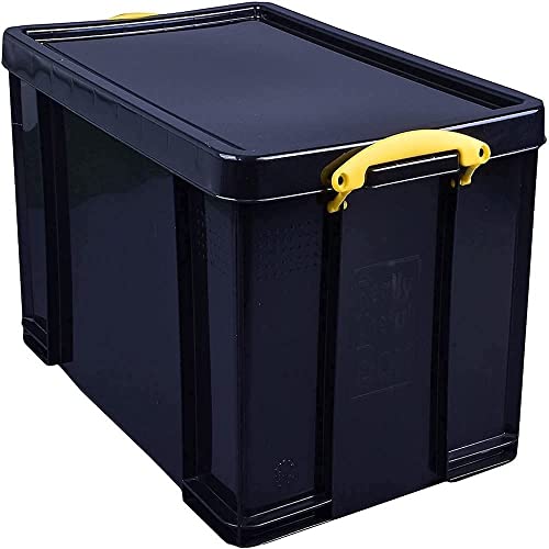 Really Useful Aufbewahrungsbox aus Kunststoff, 84 l, recycelt, massiv, schwarz von Really Useful Box