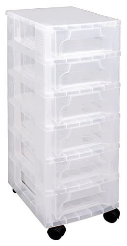 Really Useful Aufbewahrungsbox aus Kunststoff, schlank, 6 x 3,5 l, transparenter Rahmen mit Schubladen von Really Useful Box