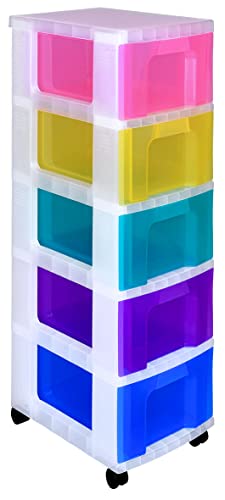 Really Useful Aufbewahrungseinheit aus Kunststoff, 5 x 12 Liter Schublade, Farbe: Transparent/Regenbogen von Really Useful Box